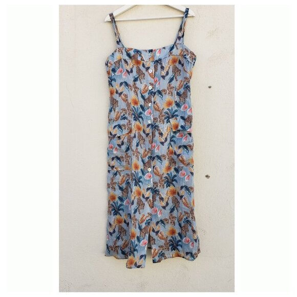 5/$100 SALE - Ei8ht Dreams Michelle Tiger Print Linen Dress - Picture 2 of 8